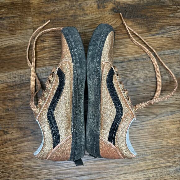 Vans Big Kids size 3 gold glitter Old Skool party lace up shoes - Picture 2 of 8